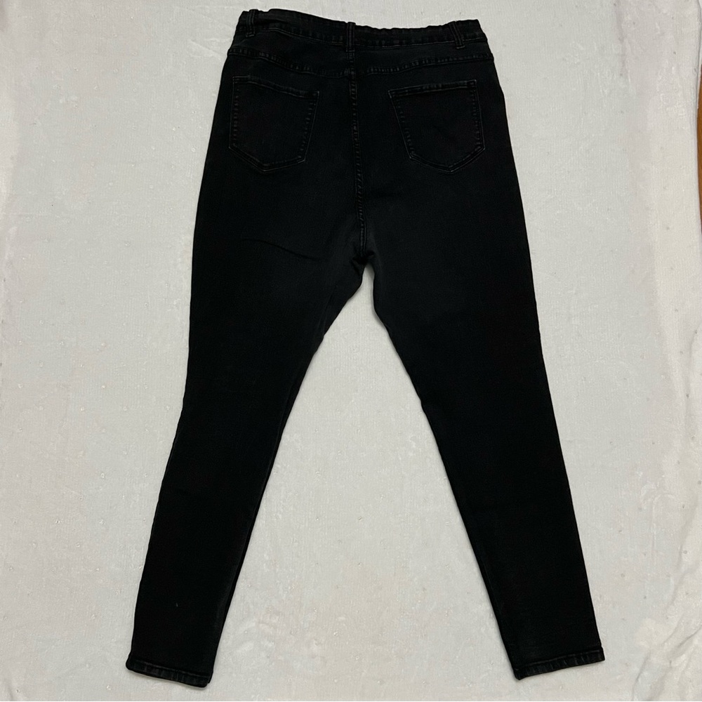 Fashion Nova Size 20 Curvy Black Distressed High Rise Skinny Jeans Stretch - Picture 6 of 10